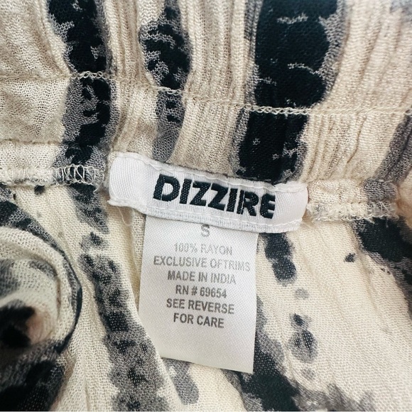 Y2K Dizzire Skirt Maxi Tiered Fairy Tie Dye Lace Summer Cream Black Casual Small - Picture 5 of 6